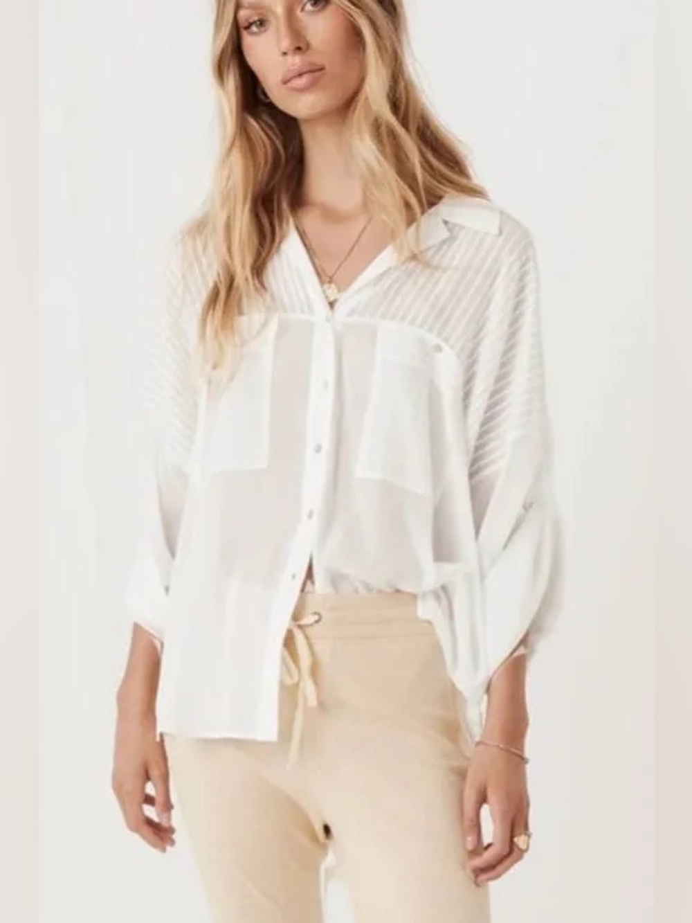 NWT SPELL | White Linda Blouse size M
